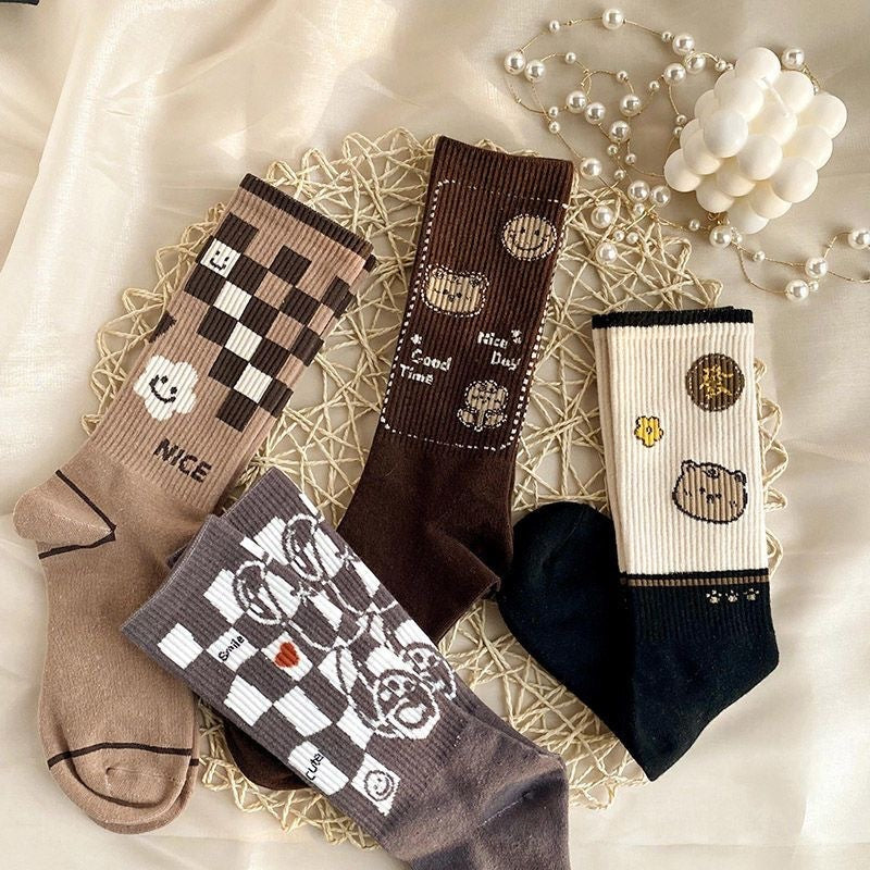 Coffee Colored Socks And Stockings Trend Korean Version