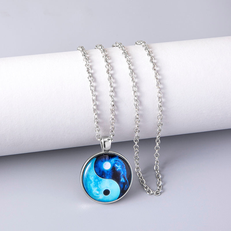 Tai Chi Yin Yang Dragon Glass Necklaces For Men