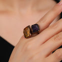 Retro Natural Amorphous Broken Bronze Adjustable Ring