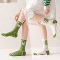 Cartoon Rabbit Carrot Green Women Socks