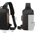 Leather Film Men's USB Charging Single Shoulder Chest Bag