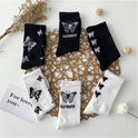 Butterfly Women's Tube Socks Hot Style Black And White Cartoon