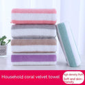 Coral Fleece Wide Striped Edge Soft Absorbent Thickening Lint-free Face Washing At Home Towels