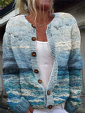 3D Digital Printing Cardigan Knitted Coat Imitation Sweaters Women's Clothing