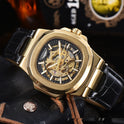 Barrel-shaped Leather Belt Men's Waterproof Mechanical Watch