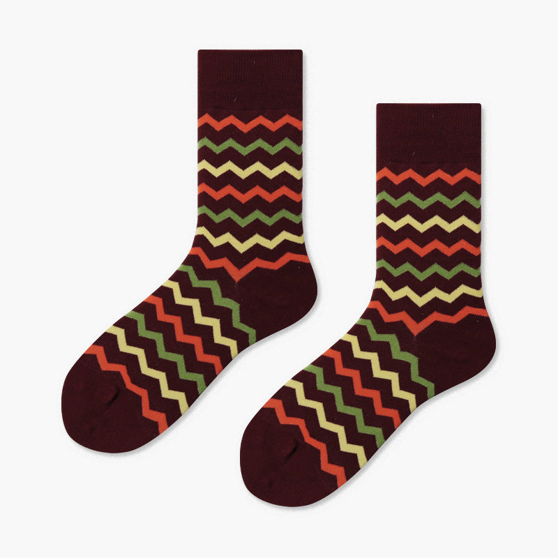 Creative And Minimalist Printed Casual Breathable Mid Length Socks