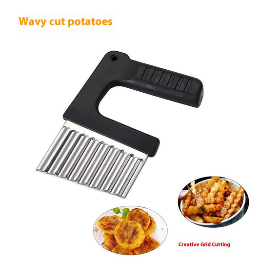 Stainless Steel Handheld Potato Cutter Cutter Wave French Fries Cutting Multifunctional