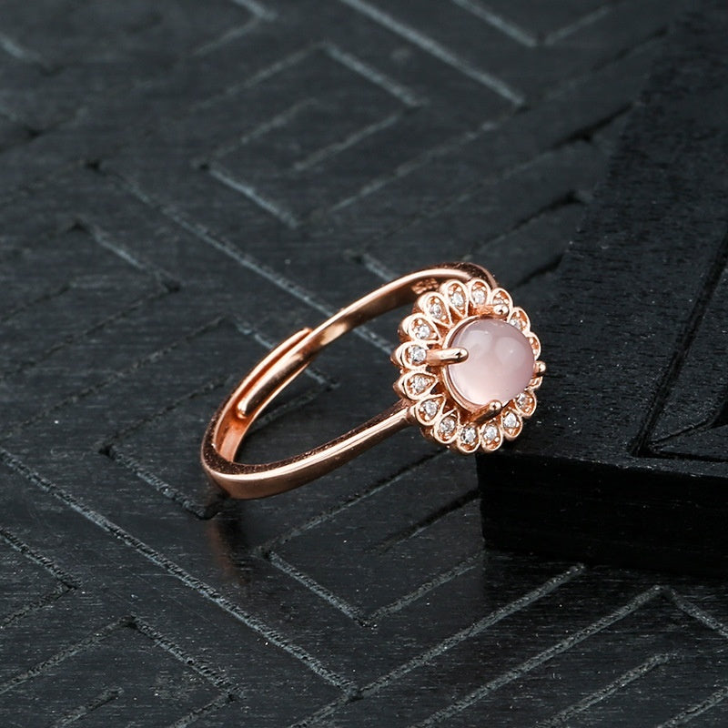 Sterling Silver Rose Gold Women's Eardrop Frame Open Ring