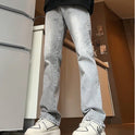Cement Gray Straight Jeans Men's