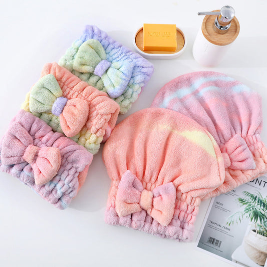 Women's Absorbent Thickened Cute Coral Fleece Soft Hair-drying Cap