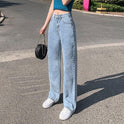 Wide-leg Jeans Women's High Waist Slimming Draping New Autumn Dark Blue Belly Contracting High Loose Straight Mopping Pants