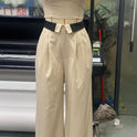 Contrast Color Vest Wide-leg Suit Pants Fashion Casual Two-piece Suit