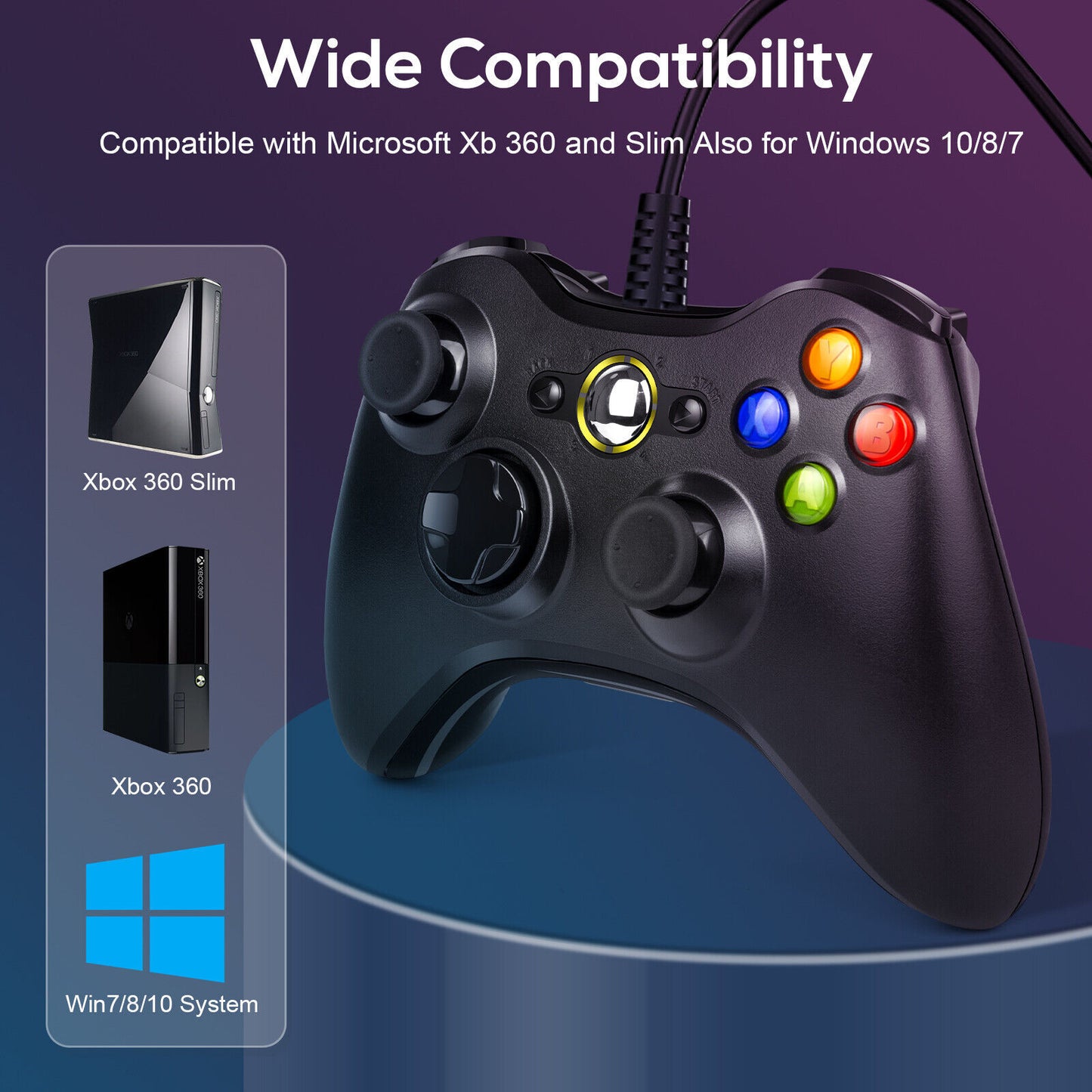 Boxed Black Brand New USB Wired Controller Suitable For Xbox360PC Windows UK