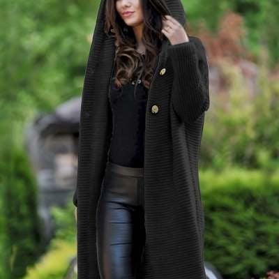 NEW Women's Baggy Cardigan Coat Tops Ladies Chunky Knitted Sweater Jumper Hood