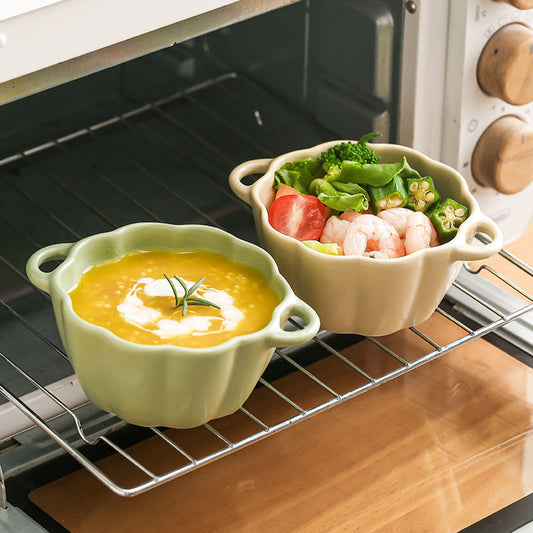 Ceramic Baking Bowl With Two Ears Insulated From Water