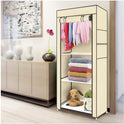 PRACTICAL FABRIC CANVAS WARDROBE HANGING RAIL SHELVING CLOTHES STORAGE CUPBOARD