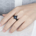 Gun Black Retro Three-piece Women's Ring