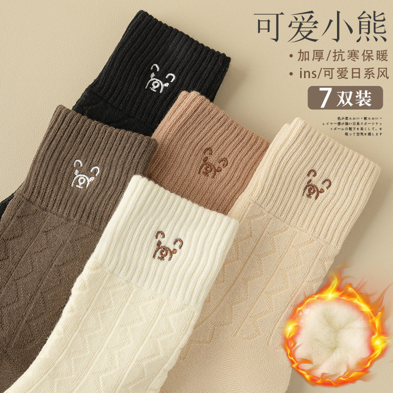 Thickened Terry-loop Hosiery Children's Cartoon Bear Tube Socks