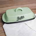 Lake Blue Enamel Dessert Tray With Lid Butter Box Cheese Storage