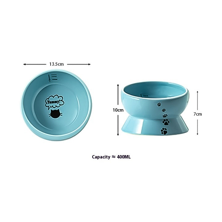 High Foot Protection Spine Oblique Mouth Cat Food Bowl