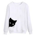 Cat head print loose long-sleeved women's sweater