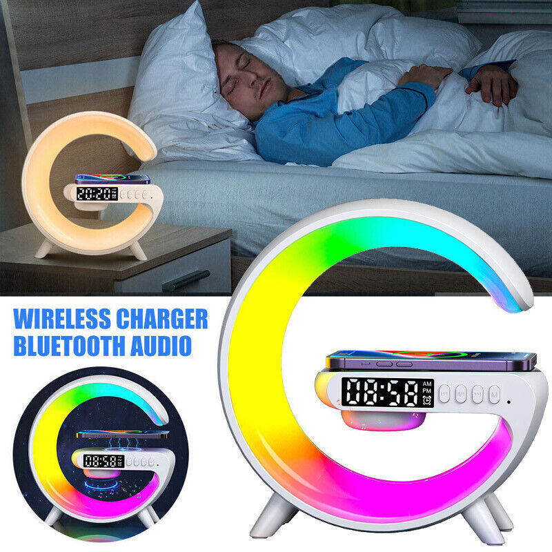 3in1 Smart G Lamp Bluetooth Speaker Wireless Charger RGB Alarm Clock Night Light