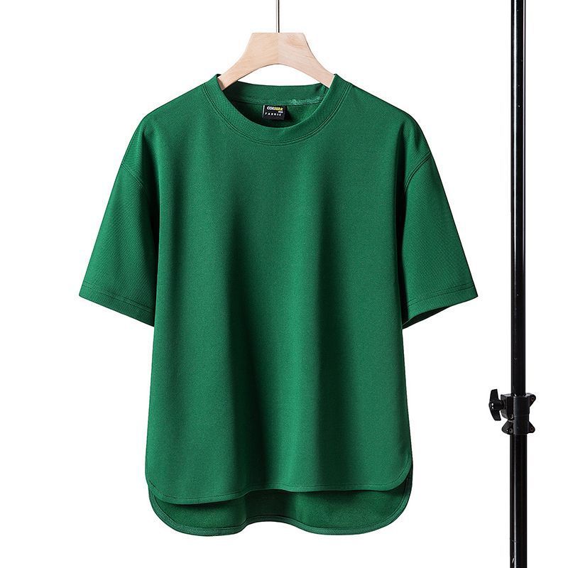 Men's New Solid Color Round Neck Loose Top T-shirt With Short Sleeves