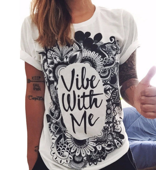 Vibe With Me Printed Boho Short Sleeve T-Shirt