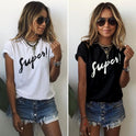 Summer Style Mascara Red Lip Pattern Printed Short Sleeve T-shirts