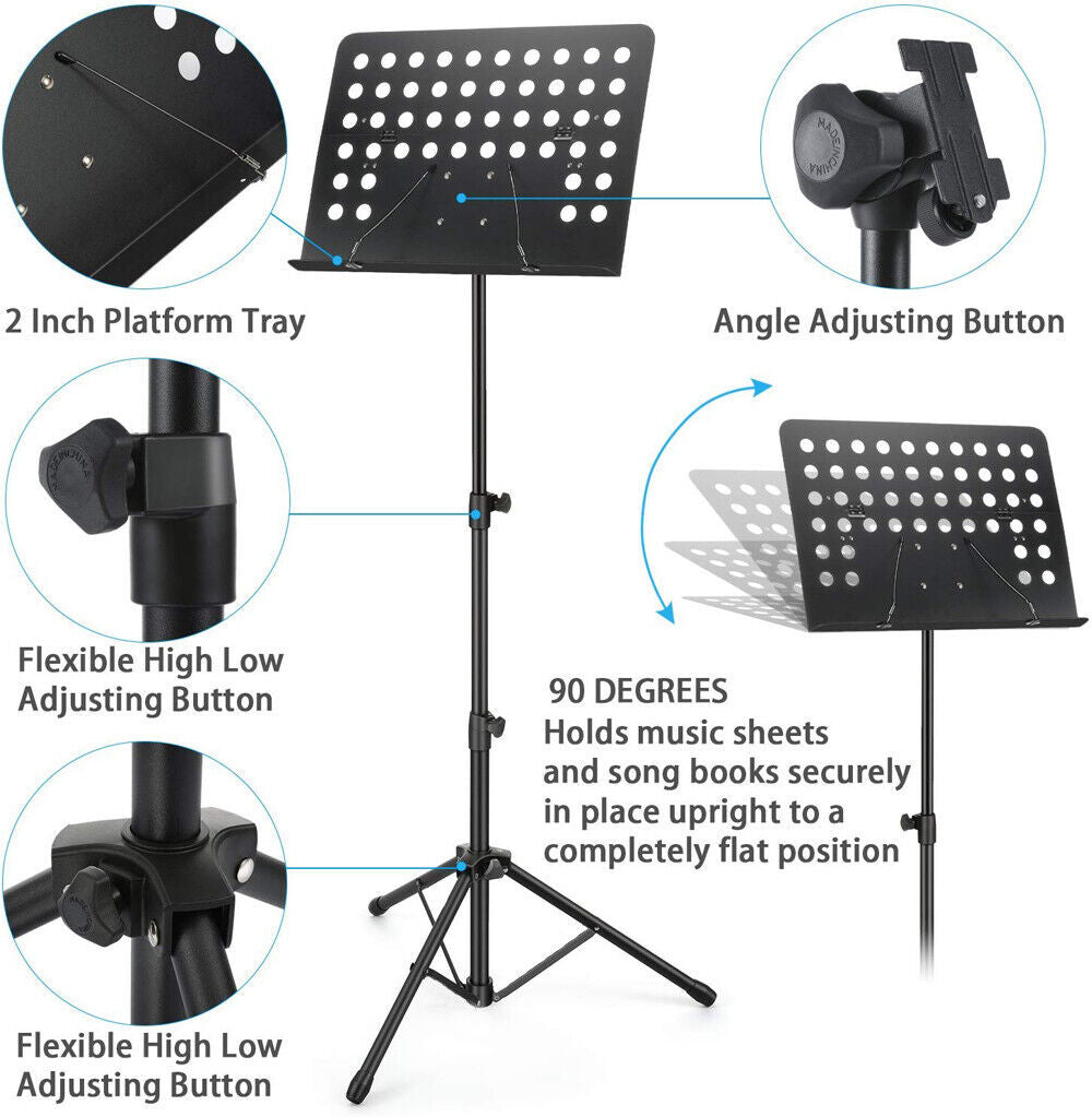 Heavy Duty Orchestral Music Stand Folding Adjustable Sheet Stand Tripod Base UK