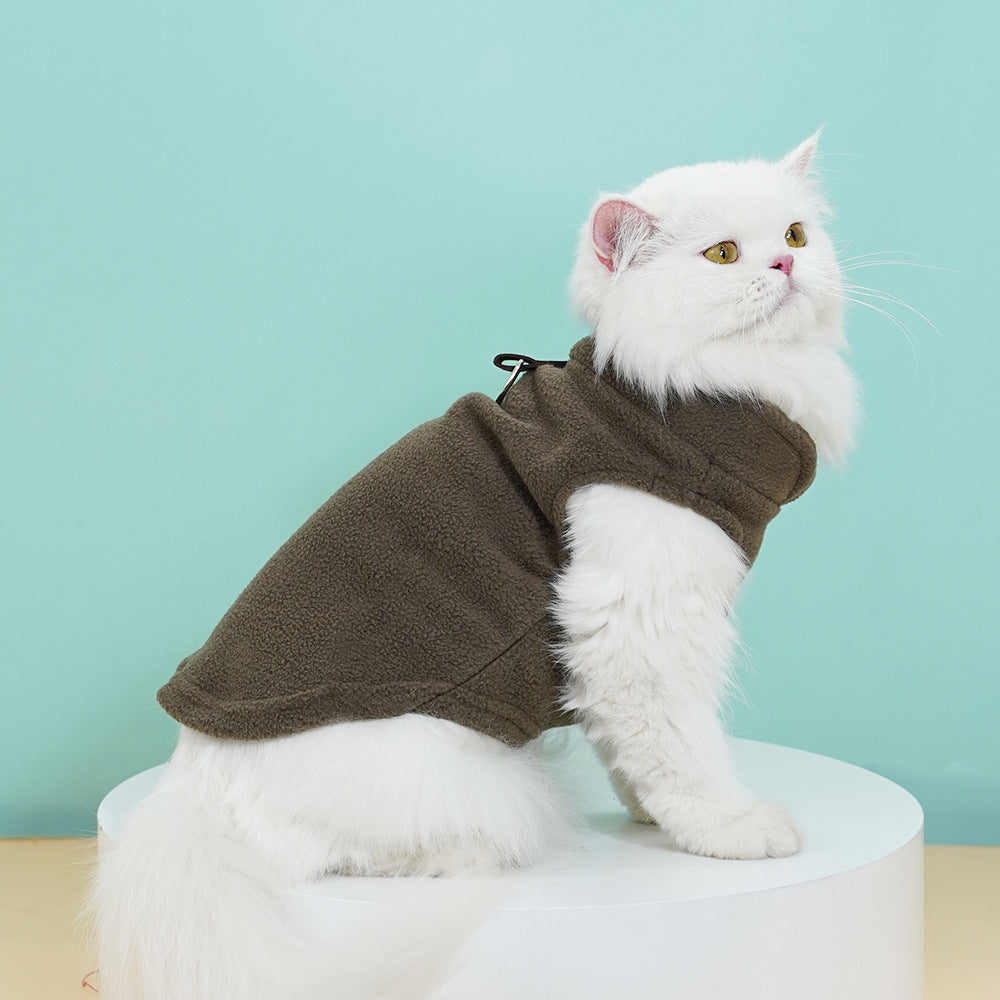 Pet Clothes Thickened Pure Color Ribbon Traction