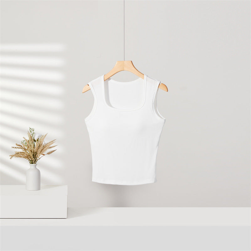 Solid Color Slim Fit Knit Bottoming Shirt Camisole