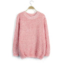 Women's Loose Candy Colored Mohair Pullover Sweater