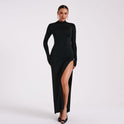Long Sleeve High Neck Backless Dress
