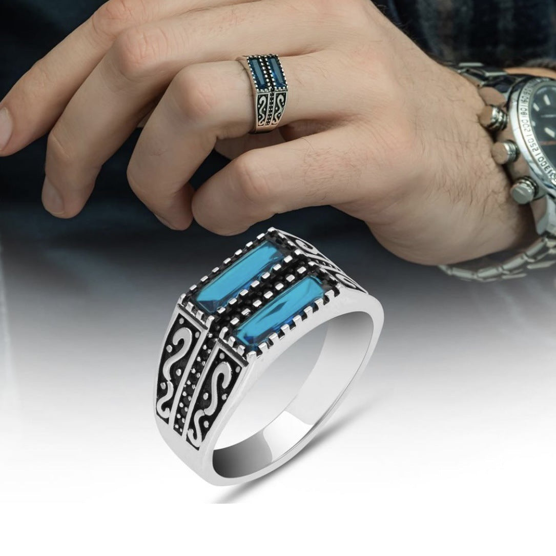 Alloy Inlaid Zircon Ring For Men