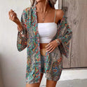 Ethnic Print Round Neck Shirt Bohemian Holiday Long Sleeve Shirt