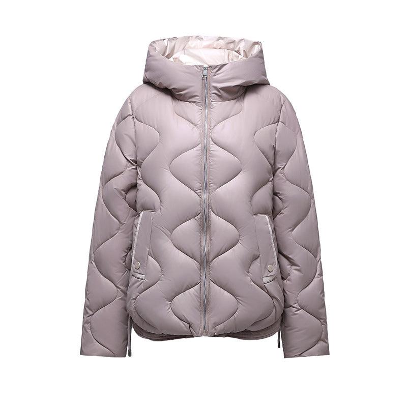 New Shiny Fashion Western Style Slimming Thin Hood Cotton-padded Coat For Women