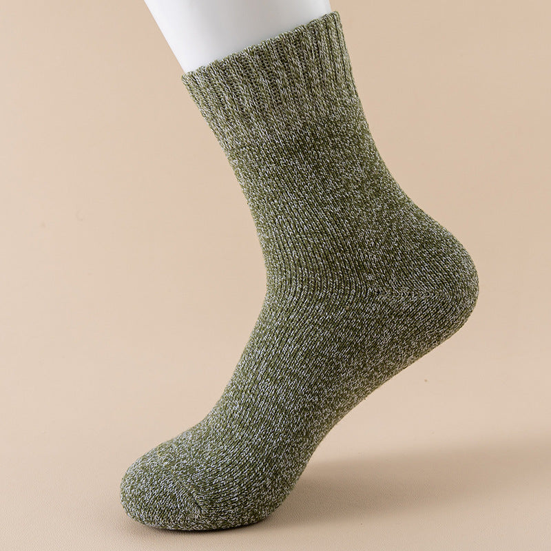 Autumn And Winter Fleece Lined Padded Warm Keeping Mid-calf Solid Color Socks