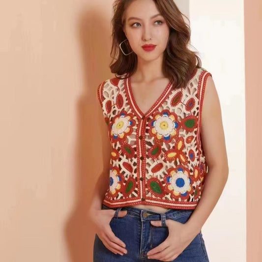 Women's Summer Vacation Vintage Crocheted Hollow Knitted Vest