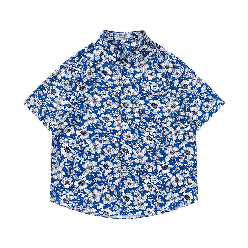 Retro Printed Shirt Short Sleeve Loose Design