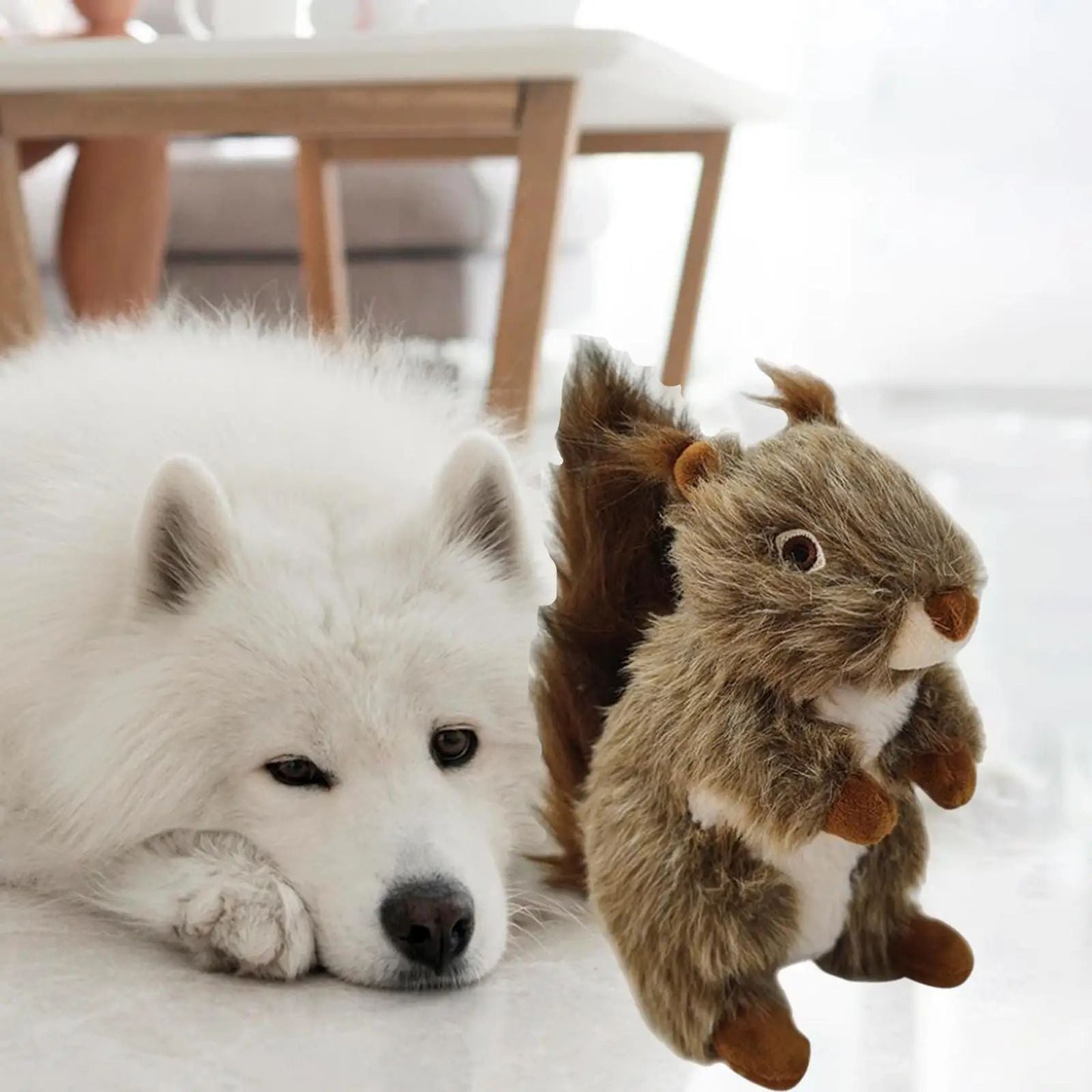 Squeaky Dog Toy Pet Toy Dog Biting Toy Dog Squirrel Plush Toy Interactive Chewing Toy For Small Large Dogs Aggressive Chewers