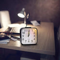 Quartz Alarm Clock With Night Light No Tick Snooze Silent Small Bedside Clock