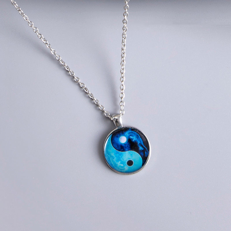 Tai Chi Yin Yang Dragon Glass Necklaces For Men