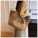 Letter Printed Totes Fashion Large Capacity Canvas Bags For Women All-match Handbag Commuting Shoulder Bag For College Students