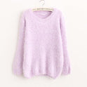 Women's Clothing Super Soft Candy Color No Pilling Mohair Crew Neck Pullover Sweater