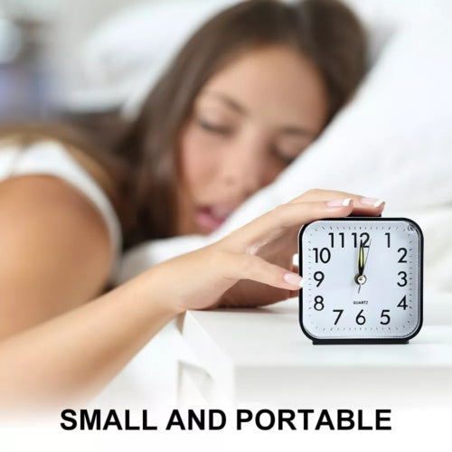 Quartz Alarm Clock With Night Light No Tick Snooze Silent Small Bedside Clock