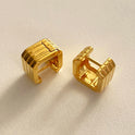 Silver 18K Gold Plating Geometric Three-dimensional Square Wide Earrings For Women