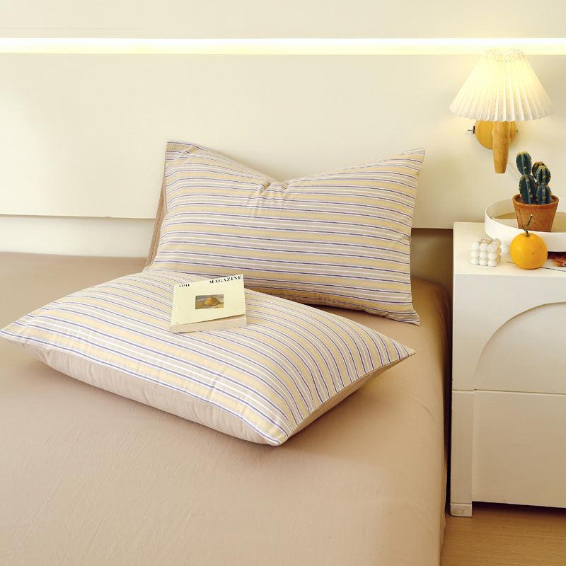 Washed Cotton Pillowcase Yarn-dyed Double-piece Types A And B Single Pillowcase