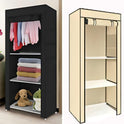 PRACTICAL FABRIC CANVAS WARDROBE HANGING RAIL SHELVING CLOTHES STORAGE CUPBOARD