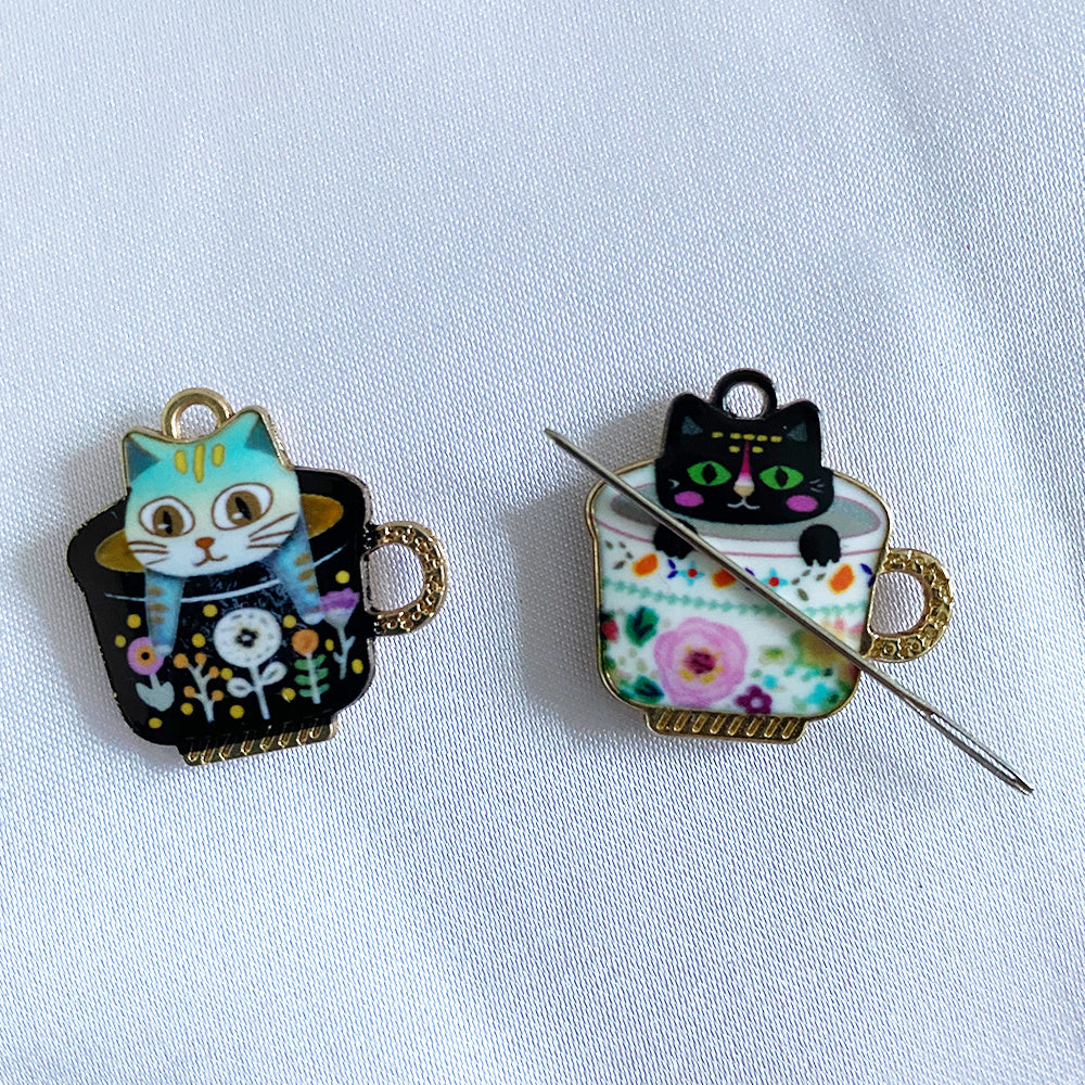 Alloy Drip Oil Printing Water Cup Cat Handmade Jewelry Accessories